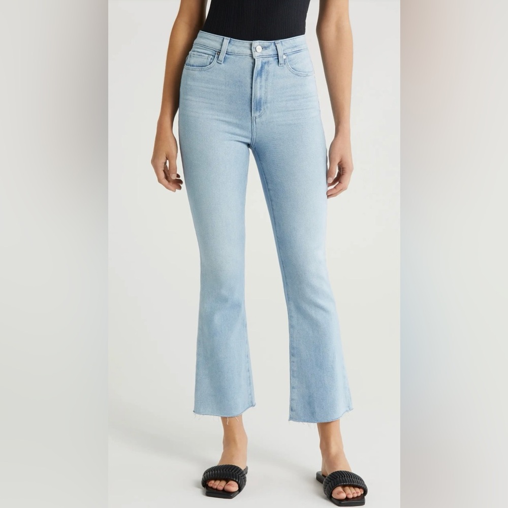 Paige Claudine High Waist Frayed Hem Ankle Flare Jeans shooting star size 30